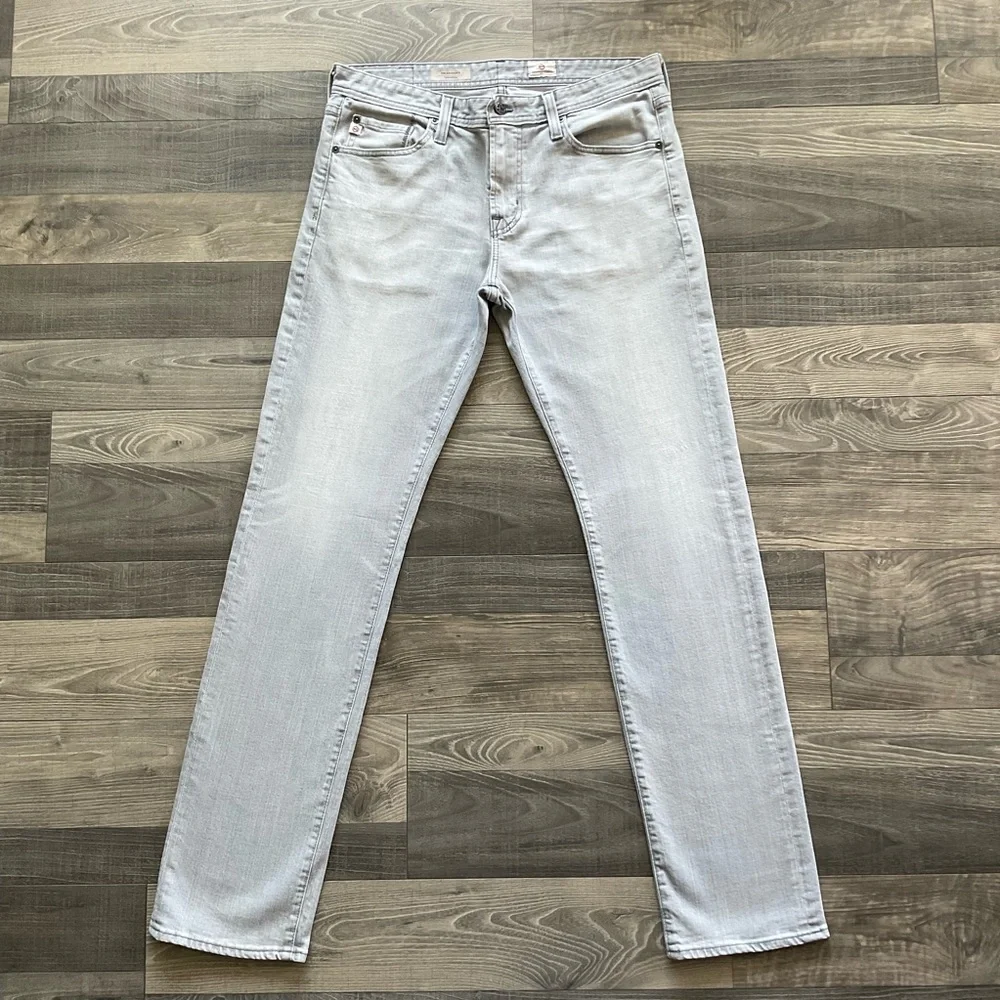 33x34 AG The Graduate Tailored Leg Jeans Mens Light Grey USA Adriano Goldschmied